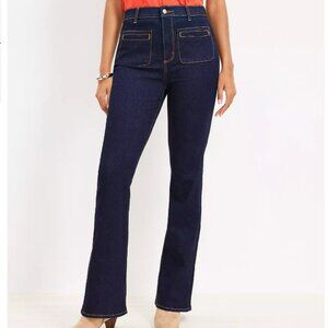 Loft Curvy Welt Patch Pocket High Rise Slim Flare Jeans 31/12